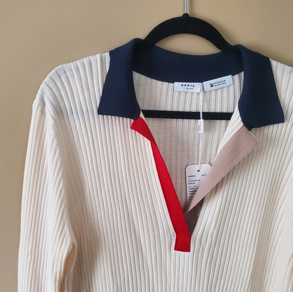 NWT Akris Punto Colorblock Rib-knit Top - Picture 5 of 7